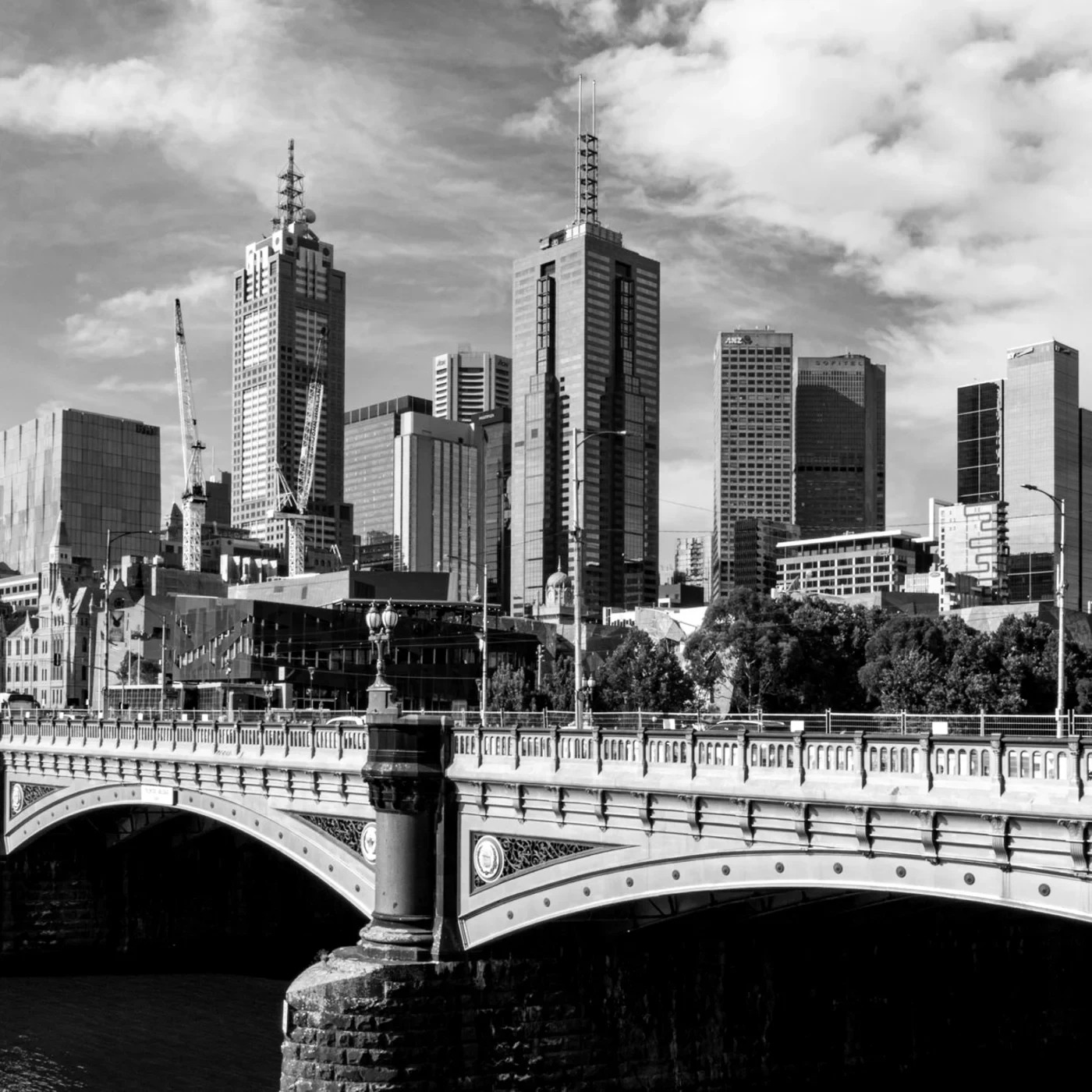 The Melbourne skyline across the Yarra River