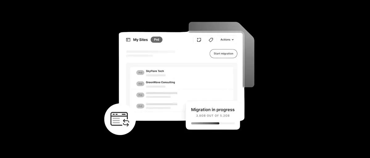 A website migration dashboard tracking progress