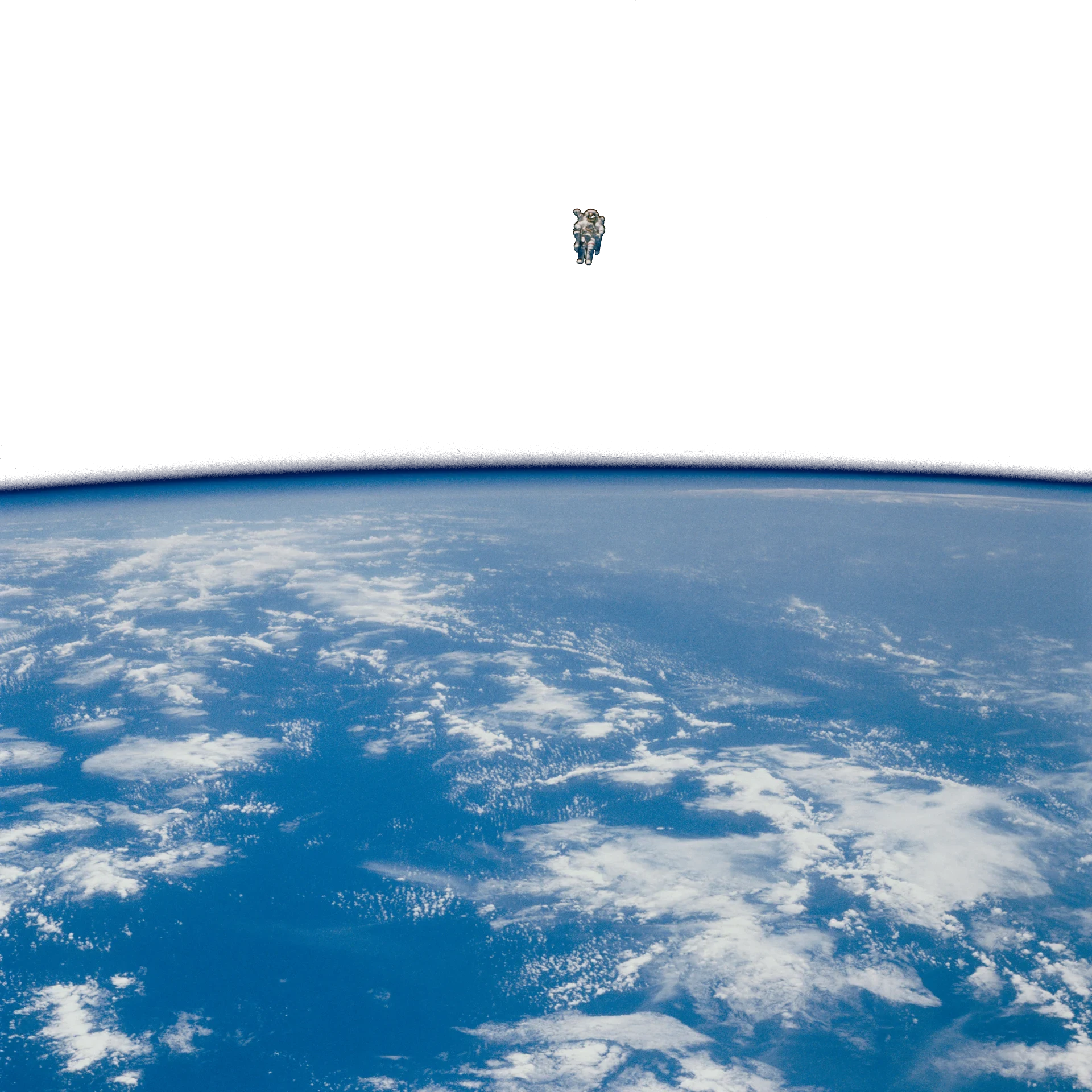 Astronaut in untethered free flight above Earth