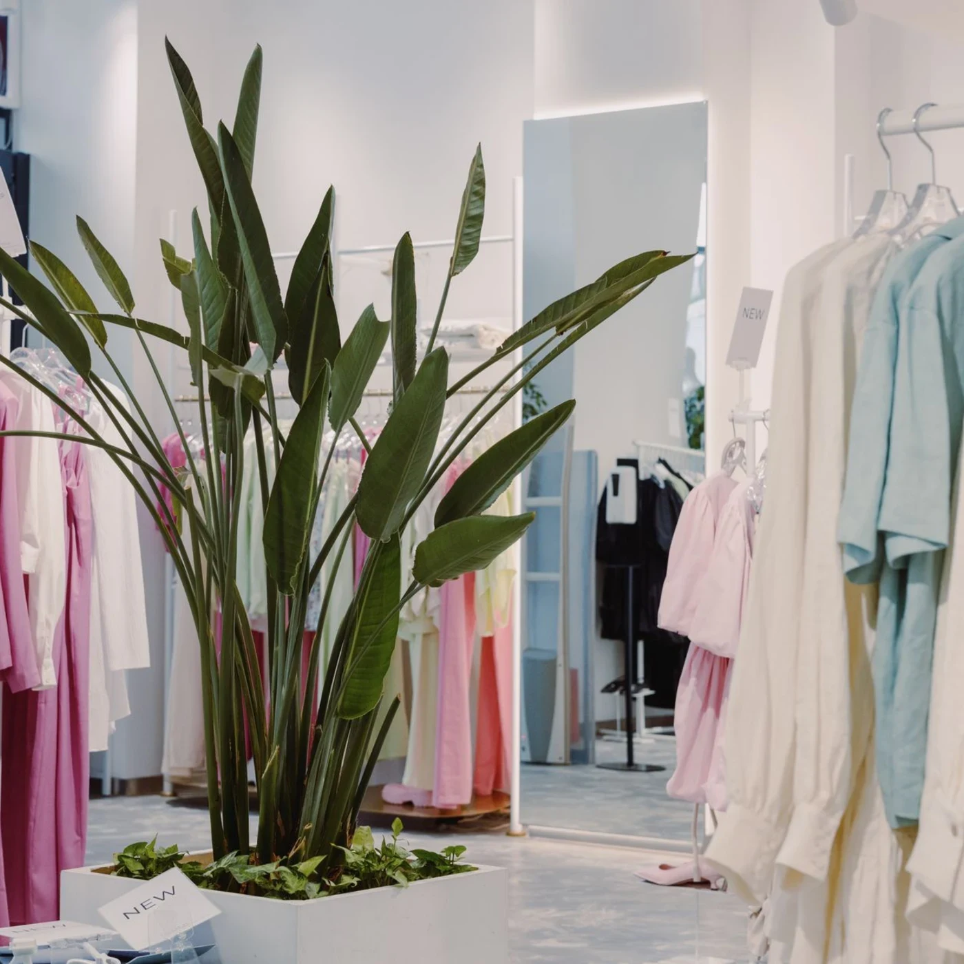 The interior of a retail clothing store