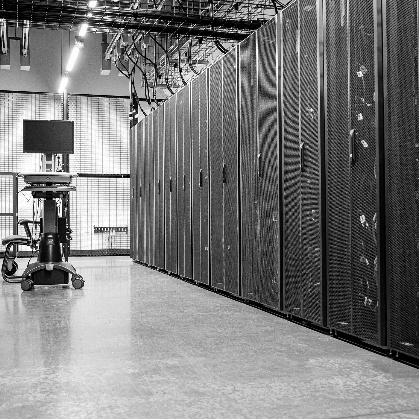 Rows of servers in a data centre