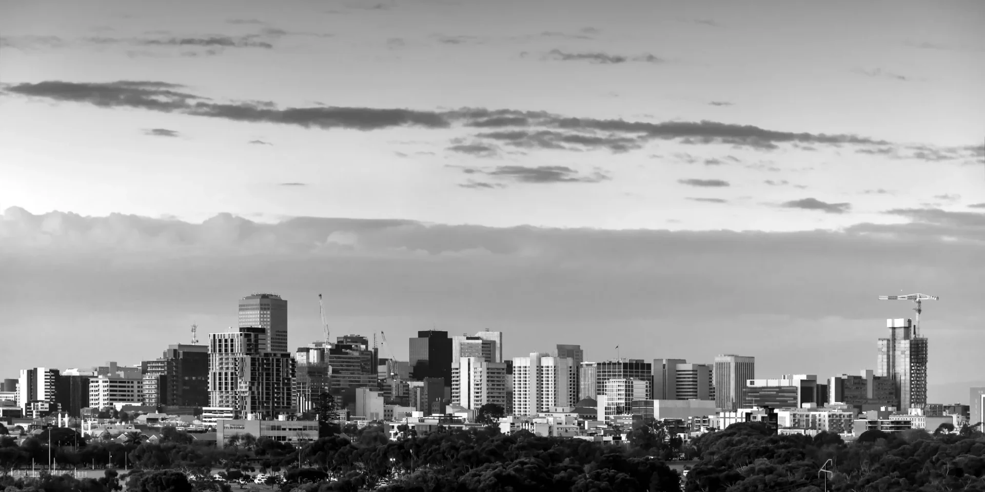 The Adelaide CBD skyline at dusk