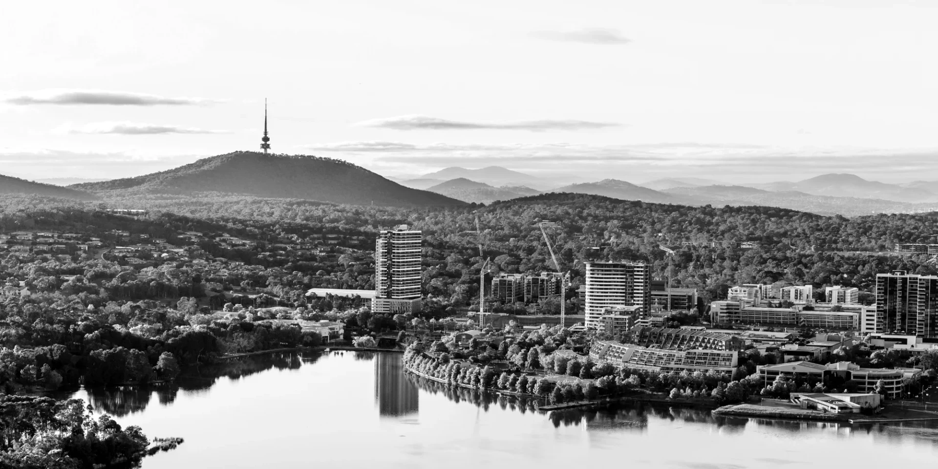 The Canberra city skyline at sunrise
