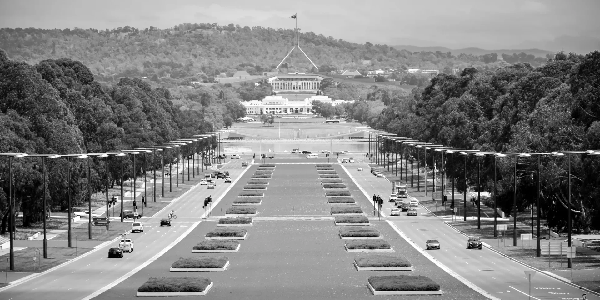 Anzac Parade leading to Parliament House, Canberra