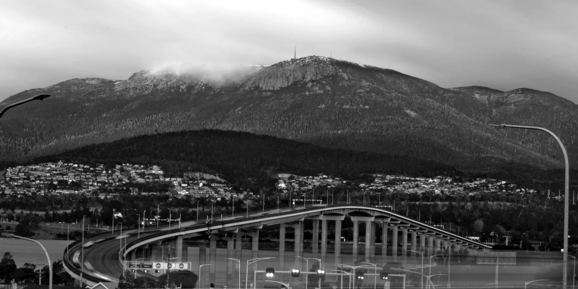 kunanyi / Mount Wellington at sunset above Hobart