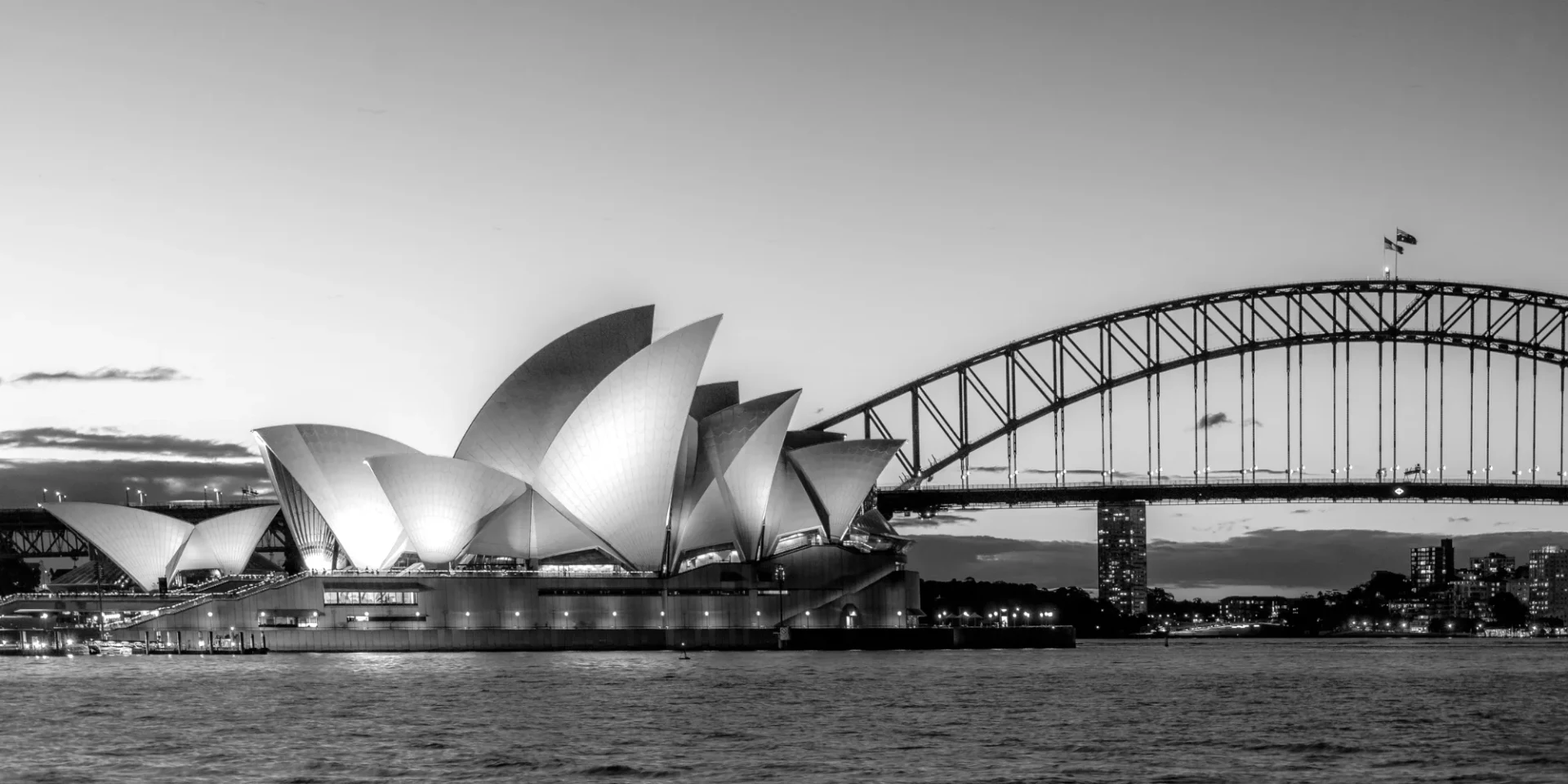 An aerial view of Sydney Harbour and the CBD